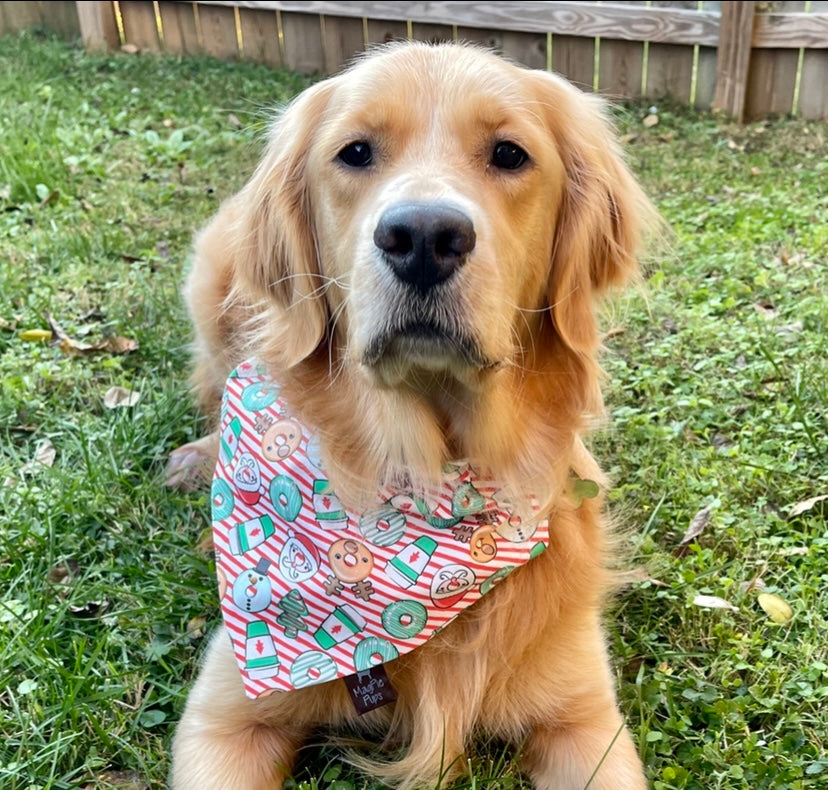 Christmas Morning Coffee and Donuts Dog Bandana